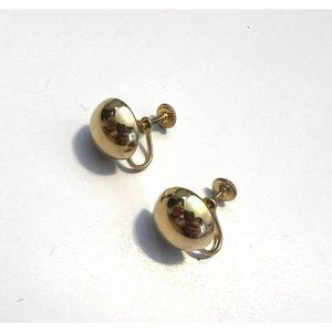 Vintage Dome Gold Tone Stud Clip on Earrings